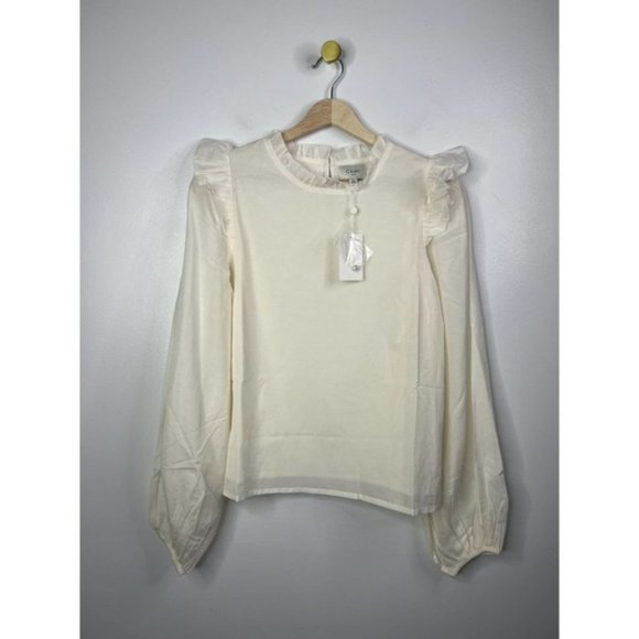 Cami NYC Georgina Blouson Flutter Long Sleeve Top Women's Ceramic Size: M NWT - Picture 2 of 10